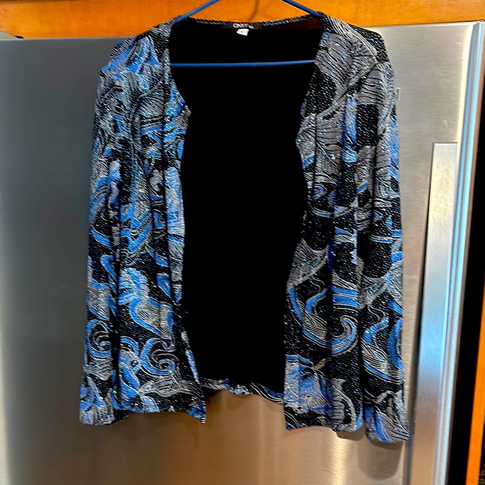 Onyx Nite Black and Blue Knit Top